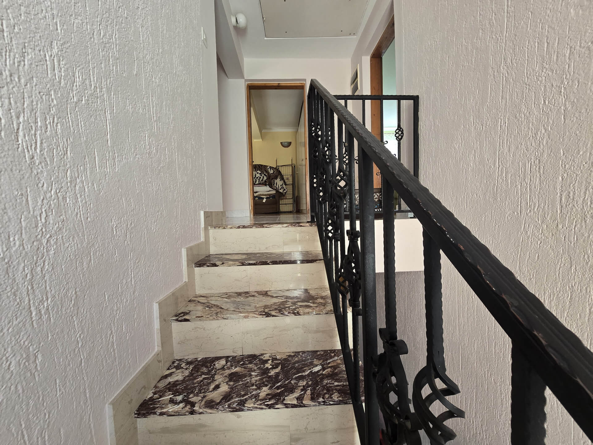 Stepenice od ukrasnog kamena i ograda od kovanog gvožđa